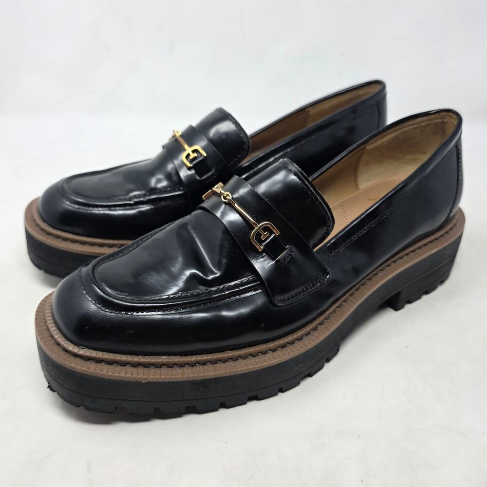 Sam Edelman Laurs Lug Sole Loafers Gold Hardware Womens 10.5